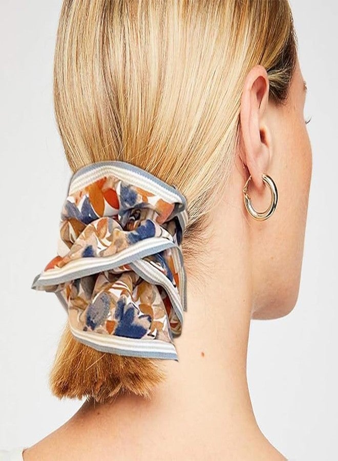 Ouliget Large Floral Scrunchies, Oversized Retro Oil Painting Satin Hair Ties,Jumbo Silk Stretchy Scrunchie for Sleep No Damage,3 Pieces - Image 2